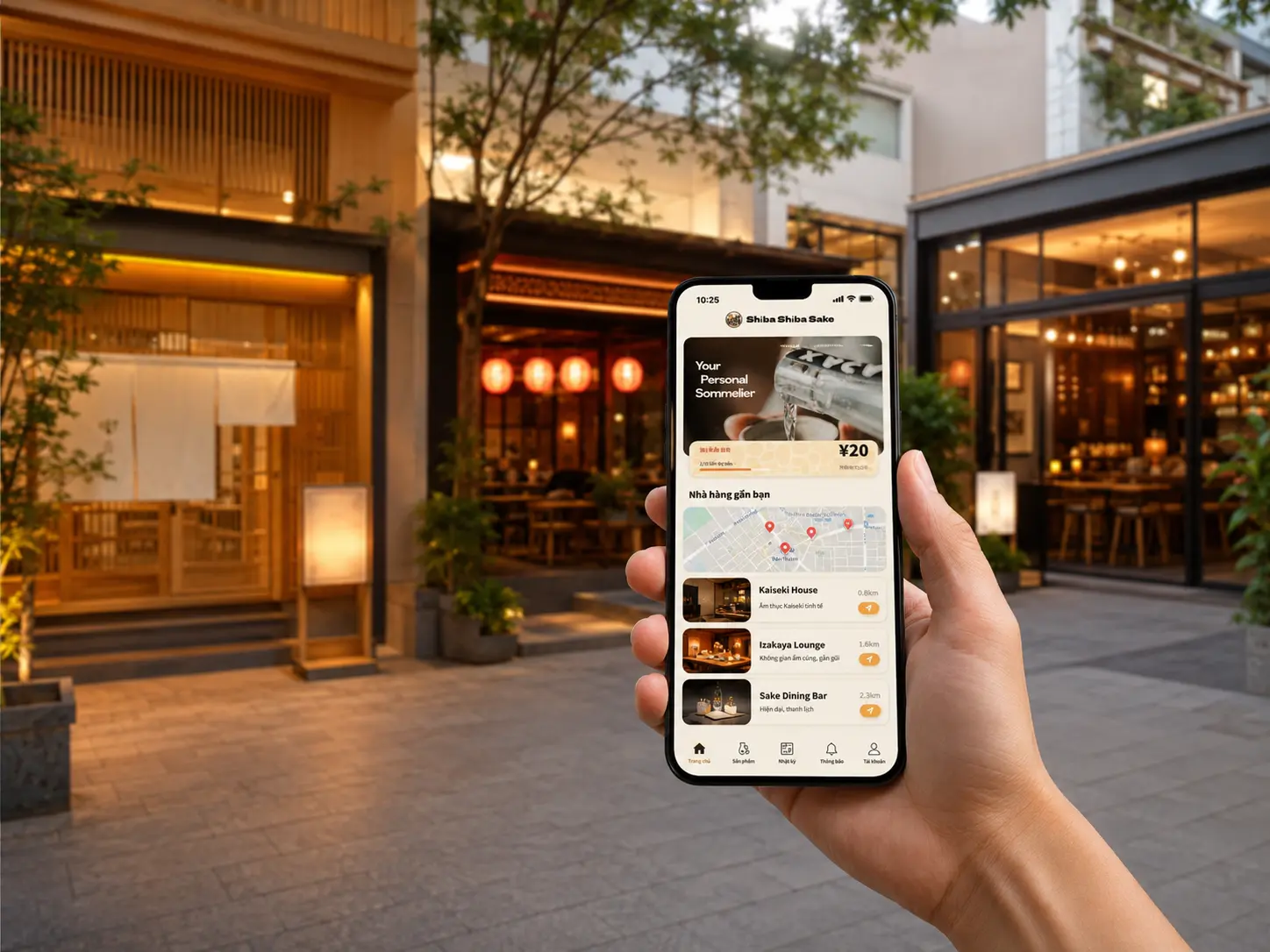 Shiba Shiba mobile experience helping guests discover nearby partner restaurants